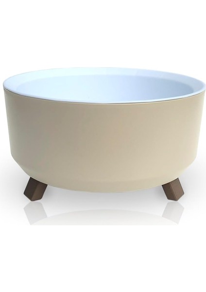 Saksı Süzgeçli Ayaklı Delikli Plastik Aranjman Sukulent Saksısı (Fildişi, 2,25 Litre)