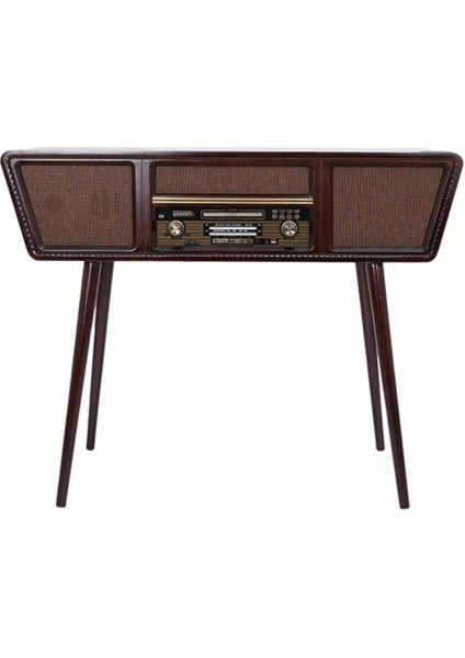 Gramofon Nostaljik Ahşap Standlı Pikap Plakçalar Radyo Bluetooth USB 100CM C0999 fırsatları