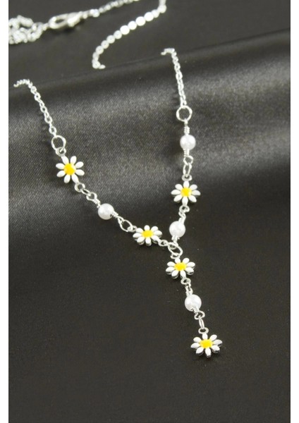 Papatya Mineli Inci Y Kolye