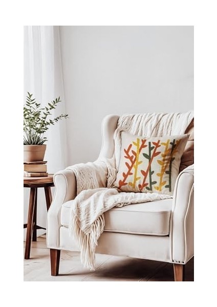 Bambu Nakışlı Dekoratif Kırlent Kılıfı, Panç Kırlent ve Yastık Kılıfı, 44X44 cm modelleri