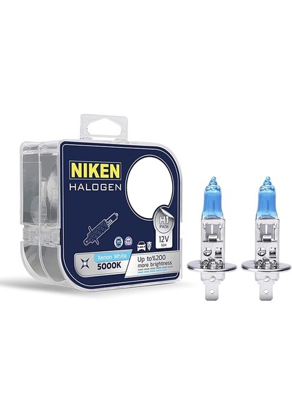 12V H1 55W Beyaz Işık Ampul 5000K, Set Içi 2 Adet