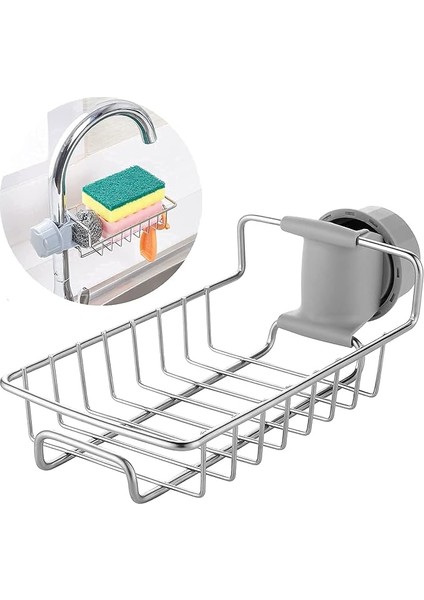 Çelik Drenajlı Mutfak Musluk Üstü Raf | Sabunluk, Süngerlik ve Deterjanlık Organizer, Portatif Ağır Hizmet Tipi Mutfak Düzenleyici