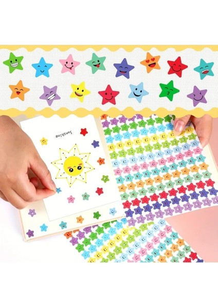 Selection Renkli Yıldız Sticker Çıkarma Seti 600 Adet 4 Sayfa Öğrenci Hediyesi indirimleri