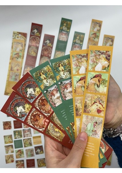 Mucha Art Gallery Tablo ve Mottolu 6 Yaprak 30 Adet Sticker Set/etiket/çıkartma/bullet Journal