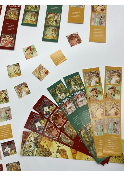 Mucha Art Gallery Tablo ve Mottolu 6 Yaprak 30 Adet Sticker Set/etiket/çıkartma/bullet Journal indirimleri