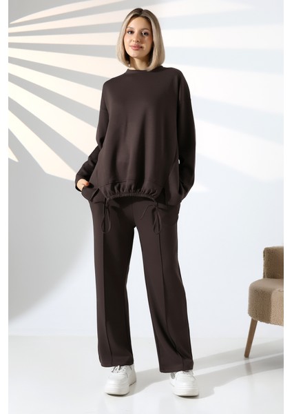 Tesettür Oyşo Modal Büzgülü Makkon Alt Üst Takım