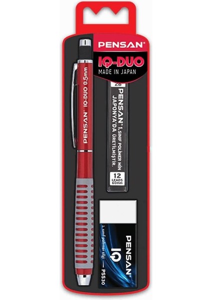 Iq-Duo Set 0,5 mm Kırmızı Renkli Silgi+Min - PE4008VKSET05 Kırmızı