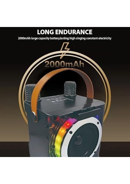 2 Kablosuz Mikrofonlu Karaoke Makinesi Bt Mikrofon ve Hoparlör Rgb Işık Efektli Ktv Seti El Mikrofonu Hafif Taşınabilir Karaoke Sistemi Doğum Günü Ev Partisi Dış Mekan Leri fiyatları