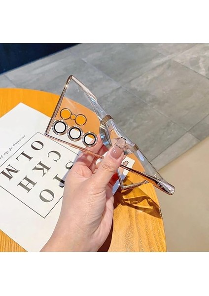 Galaxy S24 Ultra ile Uyumlu Kablosuz Şarj ile ile Uyumlu Kamera Koruyucu Şeffaf Lüks ile Uyumluı, Siyah fiyatları