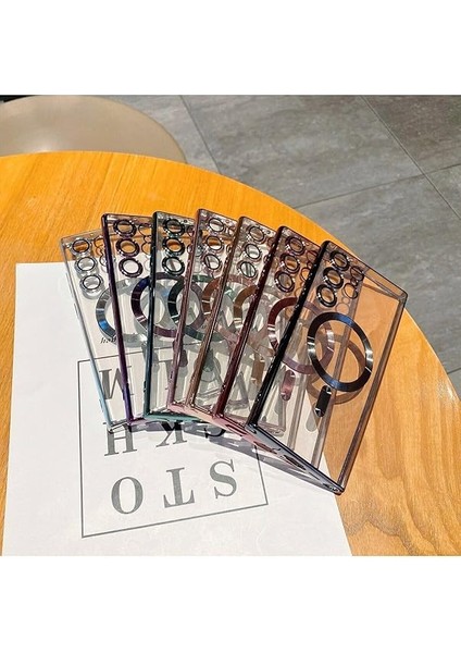 Galaxy S24 Ultra ile Uyumlu Kablosuz Şarj ile ile Uyumlu Kamera Koruyucu Şeffaf Lüks ile Uyumluı, Siyah indirimleri