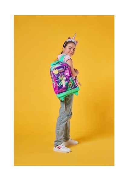 Işıklı Tekerlekli Pembe Su Yeşili Çekçek Okul Çantası - Kız Çocuk fiyatları
