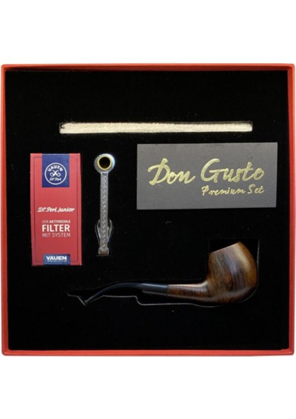 German 9mm Gül Ağacı Pipo Seti – Mat Kahve