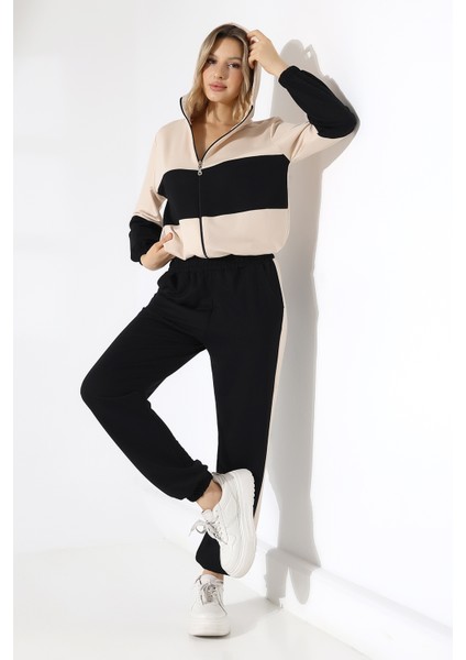 Kadın Kapüşonlu Spor Ikili Takım Cebli Rahat