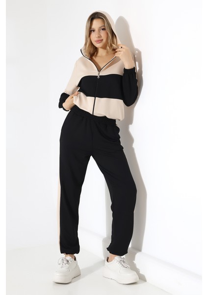 Kadın Kapüşonlu Spor Ikili Takım Cebli Rahat