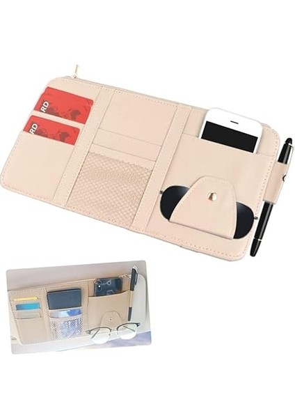 Organizatör (Düzenleyici) Deri Çok Amaçlı (Siyah) Cep Telefonu,ruhsat Kabı,gözlük Tutucu (Krem) fiyatları