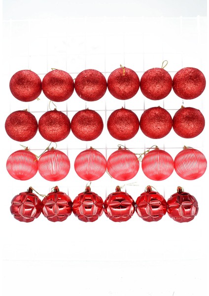 Yılbaşı Süs 24LÜ Set Kırmızı modelleri