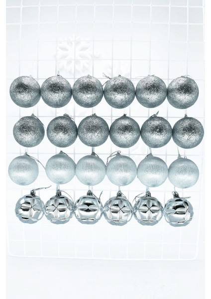 Yılbaşı Süs 24LÜ Set Gümüş modelleri