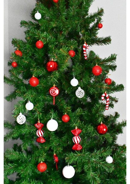 Xl Şeker Kamışlı Karışık Süs Seti Kırmızı modelleri