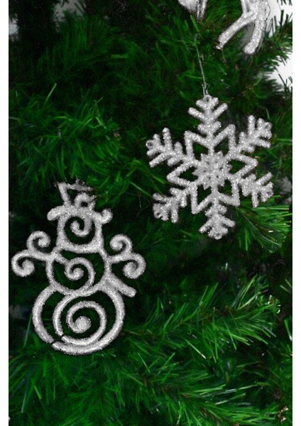 12LI Simli Gümüş Yılbaşı Çam Ağacı Süs modelleri
