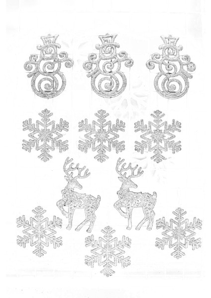 12LI Simli Gümüş Yılbaşı Çam Ağacı Süs