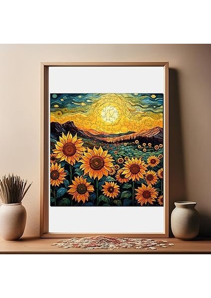 - Ahşap Puzzle Yetişkinler Için - Günebakan Tarlasında Akşamüstü Benzersiz Parçalı Puzzle - 353 Parça Ahşap Yapboz - Yapıştırıcı Folyo Dahil - Dekoratif Ahşap Puzzle - 29X29 cm - S1-30 modelleri