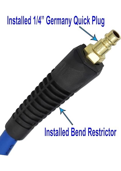 Basınçlı Hava Hortumu Pvc 10 M Uzunluğunda 10 mm Id x 14 mm Ad 300 Psı 1/4 Inç Almanya Hızlı Kavrama Bağlantıları ve Bükme Sınırlayıcıları fırsatları