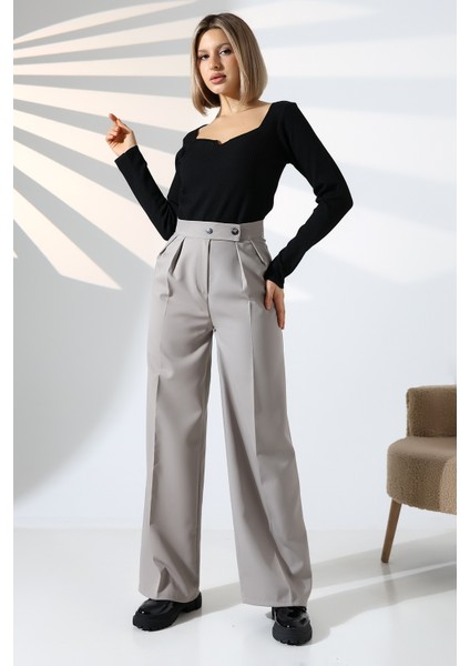 Kadın Palazzo Pantolon Düğmeli