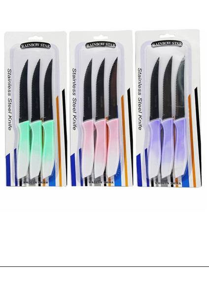 Litaetrend 3'lü Tırtıklı Meyve Bıçağı 1 Adet ROYALEKS-CLKN-1869