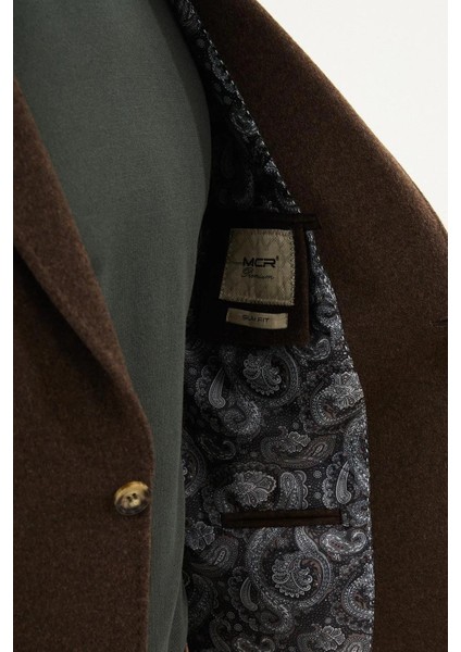 Düz Slim Fit Torba Cepli Mendil Detaylı Yün Erkek Ceket 44316 modelleri