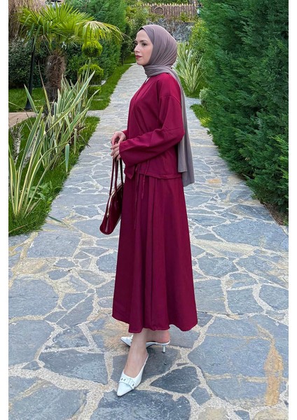 Bağlama Detaylı Etekli Takım Bordo fiyatları
