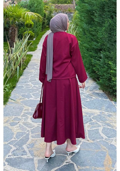 Bağlama Detaylı Etekli Takım Bordo fırsatları