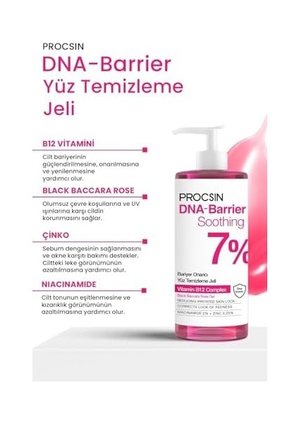 Procsın Dna-Barrier Soothing Cilt Bariyeri Onarıcı Güçlendirici Yüz Temizleme Jeli