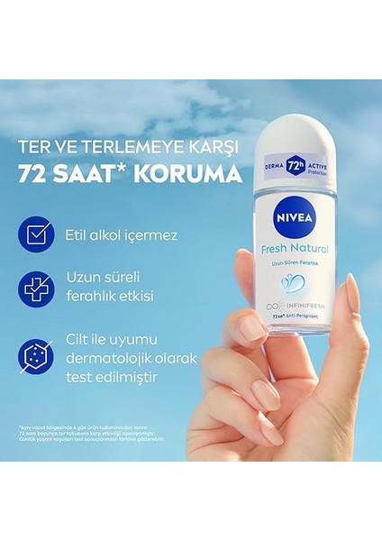 Kadın Roll On Deodorant Fresh Natural 48 Saat Anti-Perspirant Koruma 50ML modelleri