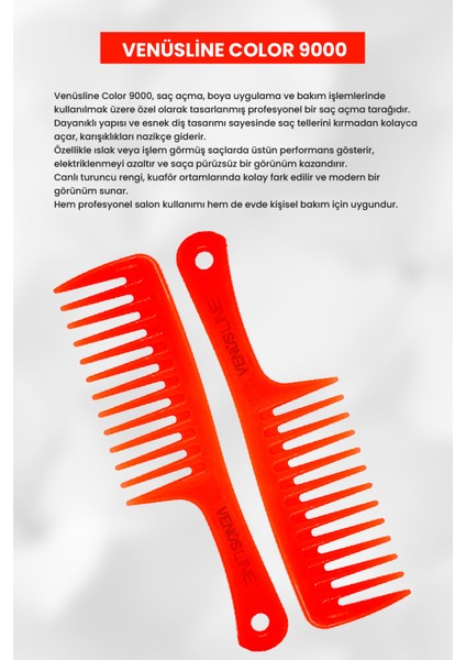 Venüsline 9000 Saç Açma Tarağı – Turuncu Renkli, Islak ve Kuru Saçlar Için fırsatları