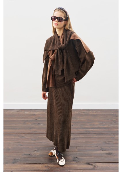 Chunky Oversıze Kazak Kahverengi