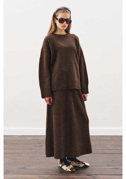 Chunky Oversıze Kazak Kahverengi modelleri