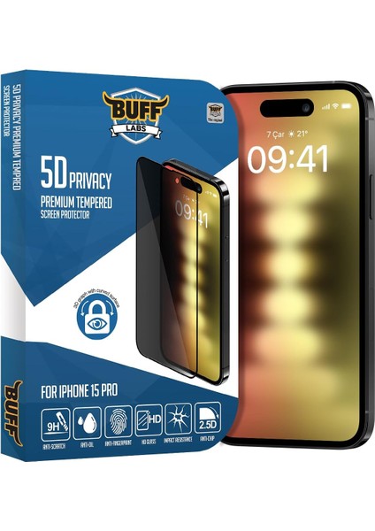 15 Pro ile Uyumlu 5d Privacy Hayalet Ekran, BF2252, Siyah