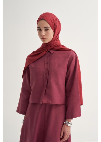 Baklava Desen Pamuk Ipek Şal Bordo modelleri