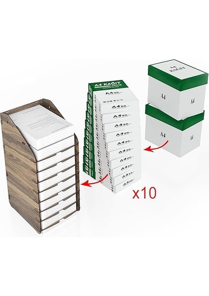 Tower Ofis Masaüstü Organizer 10 Kat Letter A4 Evrak Rafı (Ceviz) modelleri