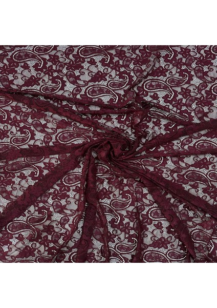 Bordo Likralı Dantel Kumaş (En 150 Cm) – Elbiselik, Abiyelik, Süsleme