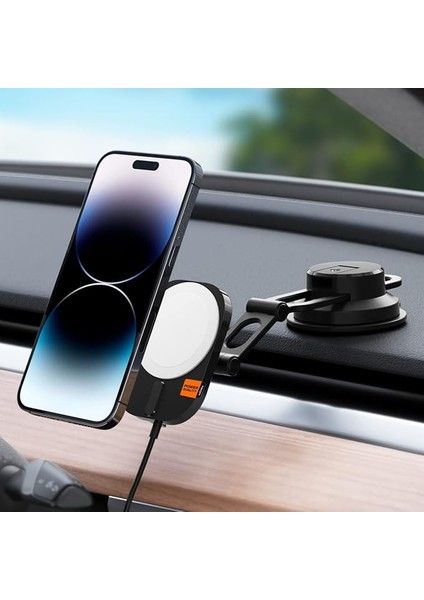Magfit Dashboard Araç Içi Telefon Tutucu + Manyetik Kablosuz Şarj Cihazı iPhone Için Magsafe Özellikli Onetap Pro 3 ITM35W - ACP03695