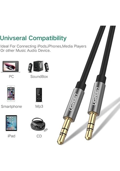 AV119 3.5mm Aux Ses Kablosu, 2 Metre, Siyah modelleri