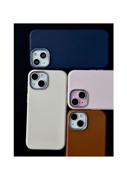 Go Aksesuar 13-14 - 15 Uyumlu Estetik Dokulu Deri Görünümlü Esnek Silikon Kılıf - Krem modelleri