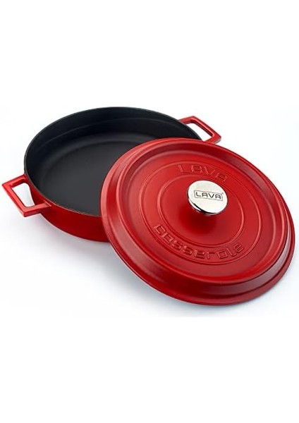 Metal Spring Serisi - Döküm Çok Amaçlı Tencere, Yuvarlak, 28 Cm, Mat, Parlak Siyah Taban, Kırmızı modelleri