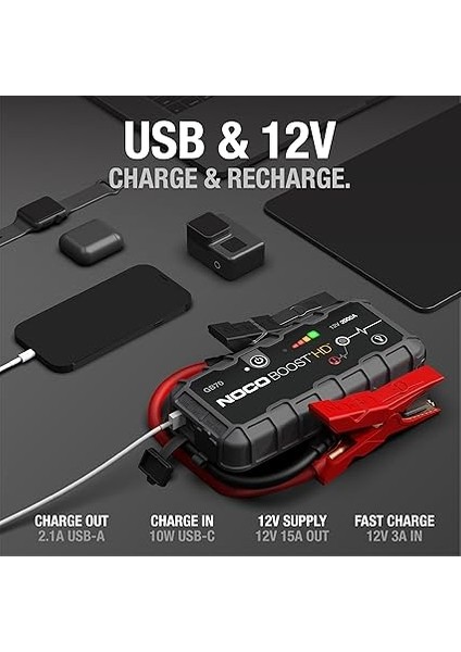 Genius GB70 12V 2000AMP Ultrasafe Lityum Akü Takviye + Powerbank + LED Lamba fırsatları