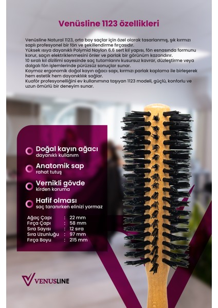 Venüsline Natural 1123 Fön Fırçası – Orta Boy Saçlar Için Düz ve Dalgalı Fön Fırçası modelleri