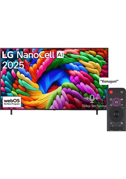 55NANO90A 55 Inç 139 Ekran 4K Smart Aı Uydu Alıcılı 60Hz HDR10 Sihirli Kumanda WEBOS25 Nanocell Tv