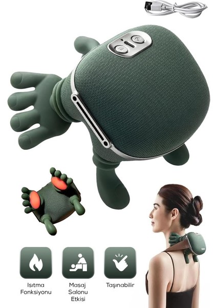 Isıtmalı El Şekilli Taşınabilir Şarjlı Masaj Cihazı- Boyun, Sırt, Bacak ve Omuz