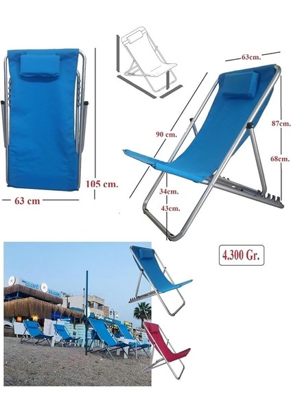 Balkon Teras Bahçe Şezlong Katlanır Yastıklı 5 Kademe Ayarlı Yatar Rahat Plaj Balıkçı Tv Koltuğu fiyatları