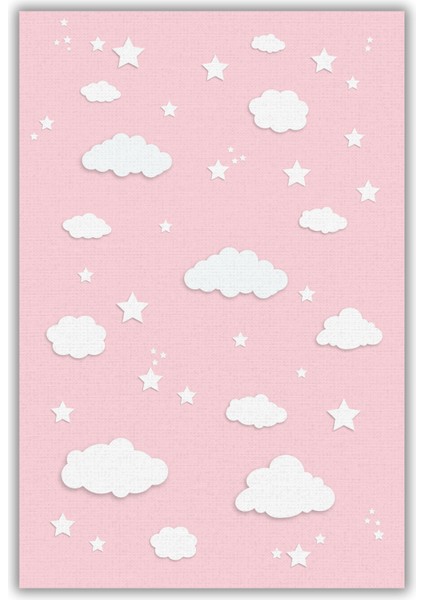 Bulut Desenli Kız Çocuk Odası Halısı Dijital Baskılı Dokuma Kaymaz Taban Yıkanabilir Antialerjik fiyatları